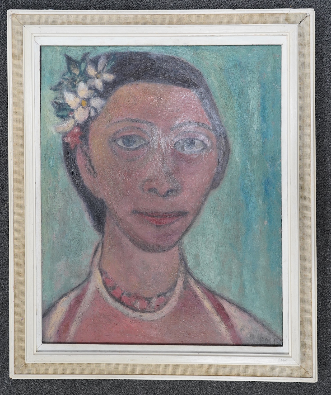 After Paula Modersohn-Becker (German, 1876-1907), oil on canvas, Portrait of a girl, 47 x 37cm. Condition - good, some surface dirt and minor craquelure